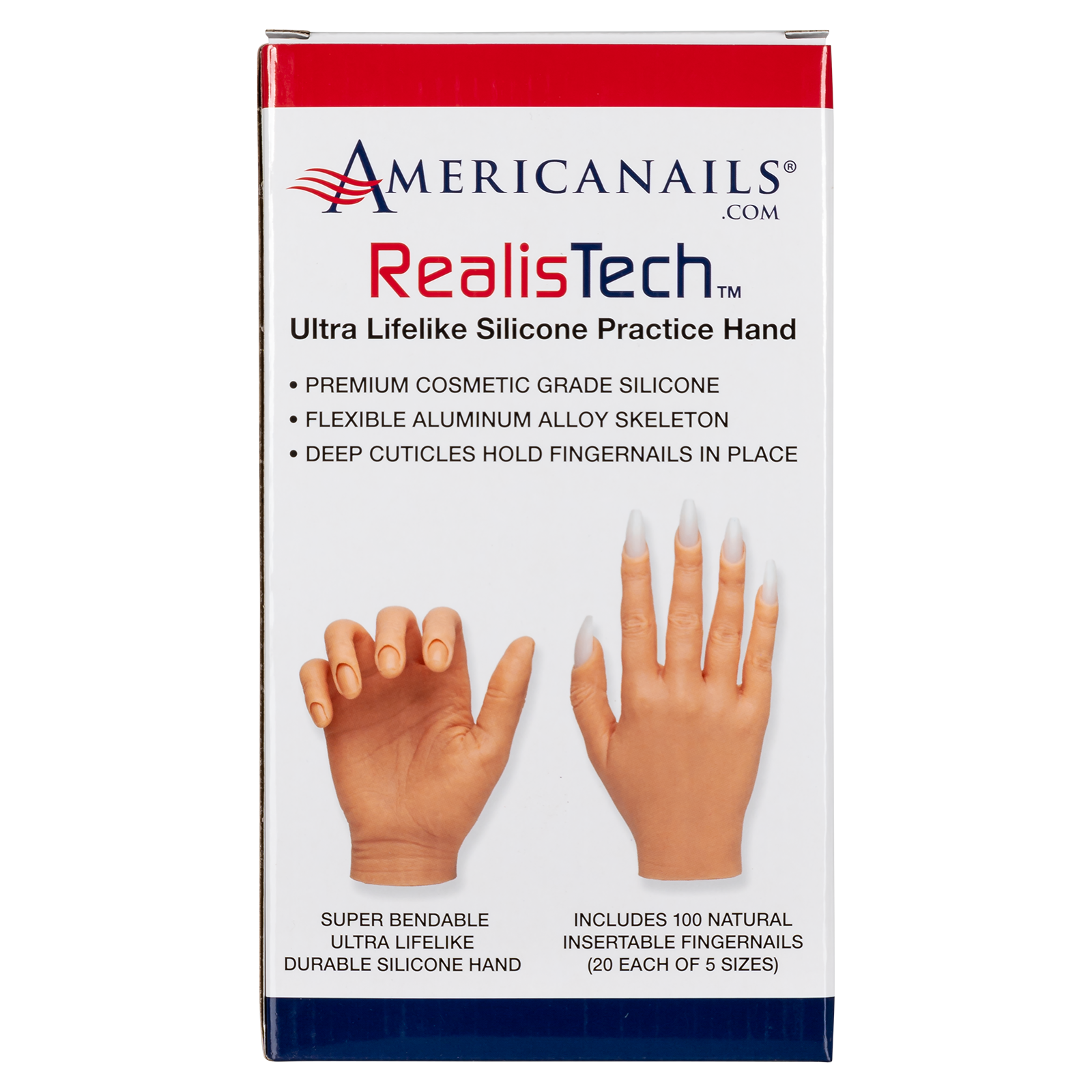 Americanails RealisTech Ultra LifeLike Silicone Practice Hand w/ FlexiArm
